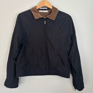 VTG 90s Tommy Hilfiger Women's Lightweight Cropped Jacket-Black/Brown Corduroy-L
